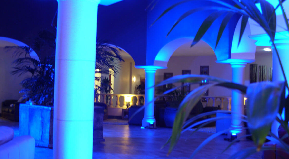 LED Uplighting at Hoar Cross Hall