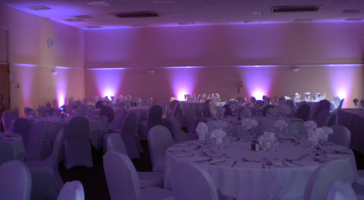 Wedding LED Uplighting at Sedgebrook Hall