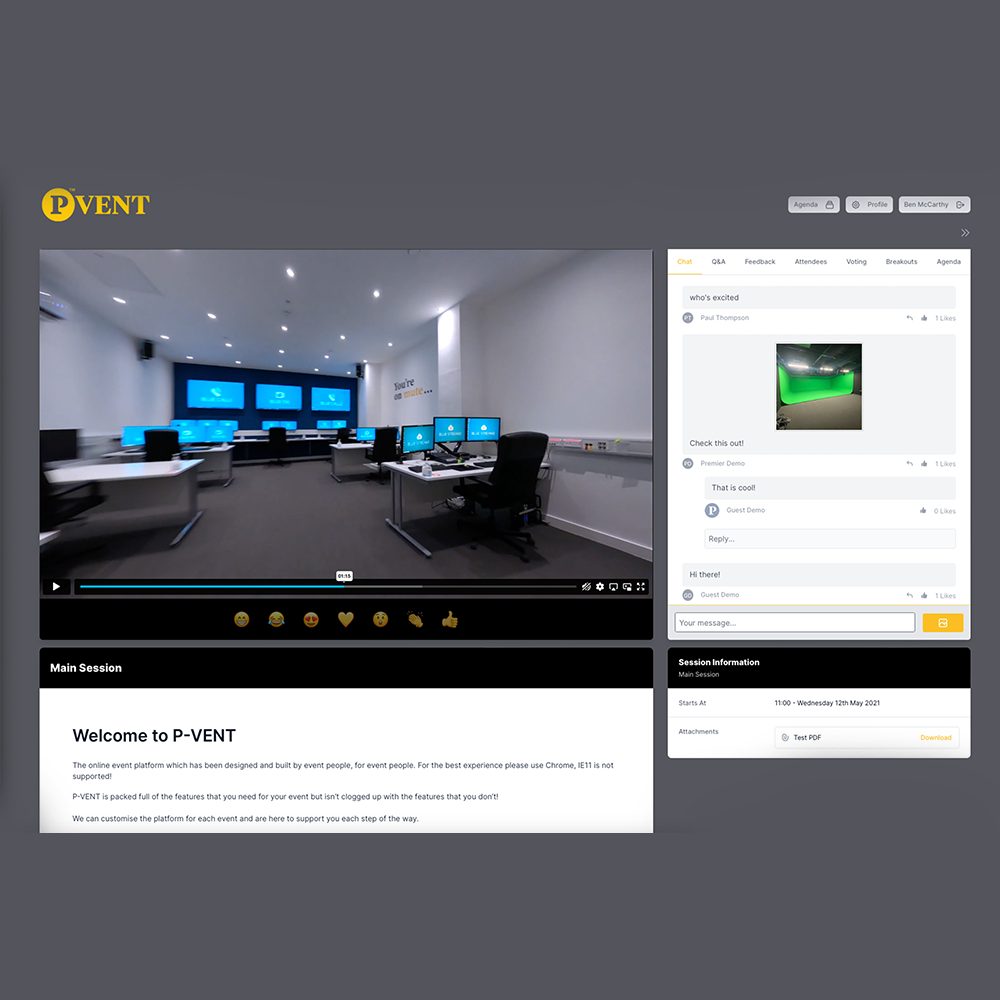 P-VENT Online event platform